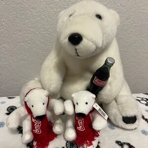 Pepsi Cola Bears Lot Set Large and two Mini RARE